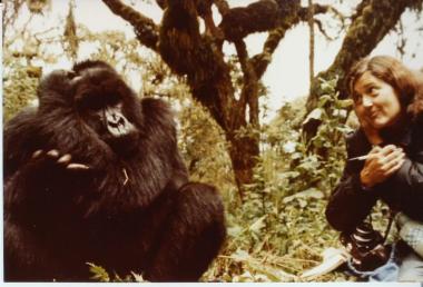 Dian Fossey with Mountain Gorilla